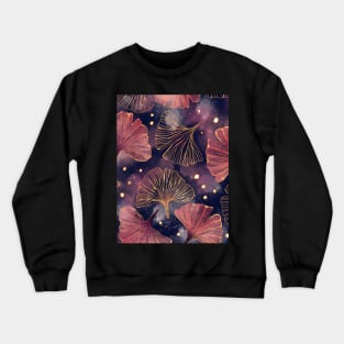 Watercolor Golden Ginko Leaves on Dark Blue Crewneck Sweatshirt